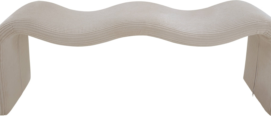 Willow Corduroy Fabric Bench in Beige from Meridian - Luna Furniture