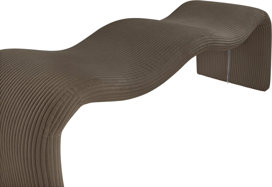 Willow Corduroy Fabric Bench in Brown from Meridian - Luna Furniture