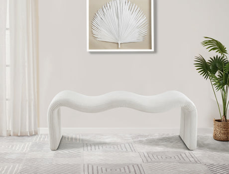 Willow Corduroy Fabric Bench in Cream from Meridian - Luna Furniture