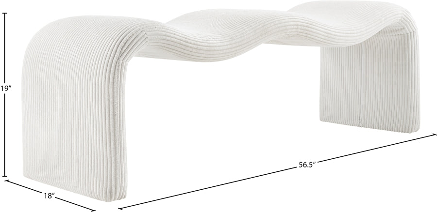 Willow Corduroy Fabric Bench in Cream from Meridian - Luna Furniture