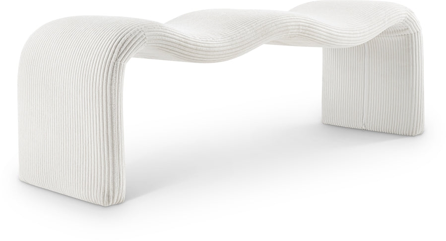 Willow Corduroy Fabric Bench in Cream from Meridian - Luna Furniture