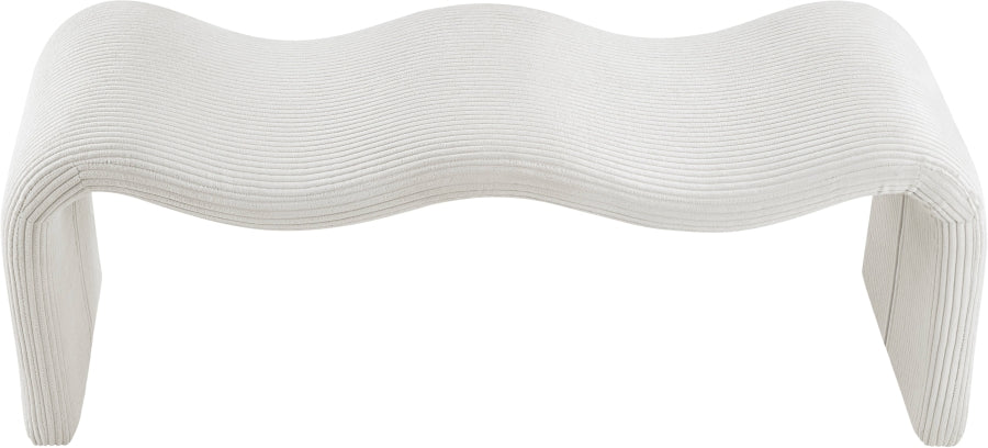 Willow Corduroy Fabric Bench in Cream from Meridian - Luna Furniture