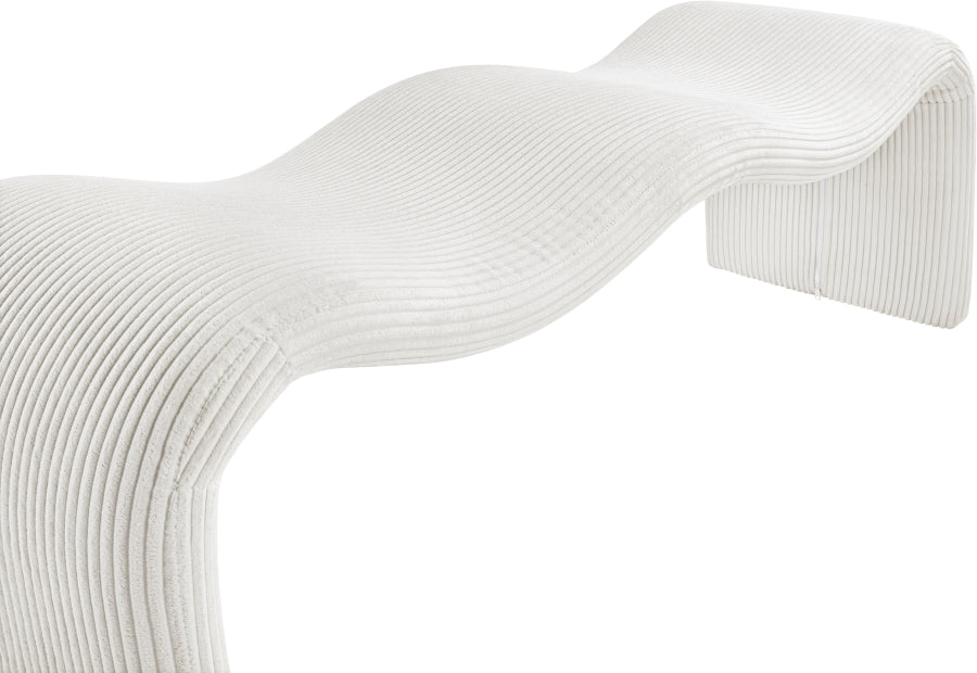 Willow Corduroy Fabric Bench in Cream from Meridian - Luna Furniture