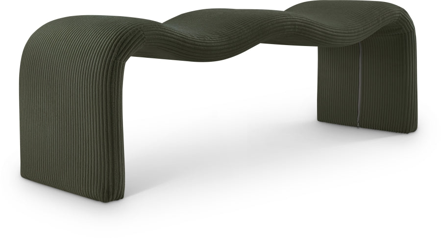 Willow Corduroy Fabric Bench in Green from Meridian - Luna Furniture