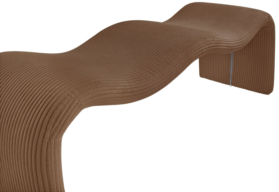 Willow Corduroy Fabric Bench in Saddle from Meridian - Luna Furniture