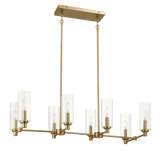 Willow Eight Lights Island With Clear Ribbed Glass Pendant Lamp - Satin Brass - PNL03901801