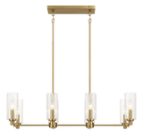 Willow Eight Lights Island With Clear Ribbed Glass Pendant Lamp - Satin Brass - PNL03901801