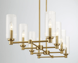 Willow Eight Lights Island With Clear Ribbed Glass Pendant Lamp - Satin Brass - PNL03901801