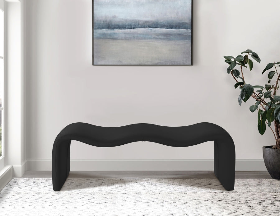 Willow Vegan Leather Bench in Black from Meridian - Luna Furniture