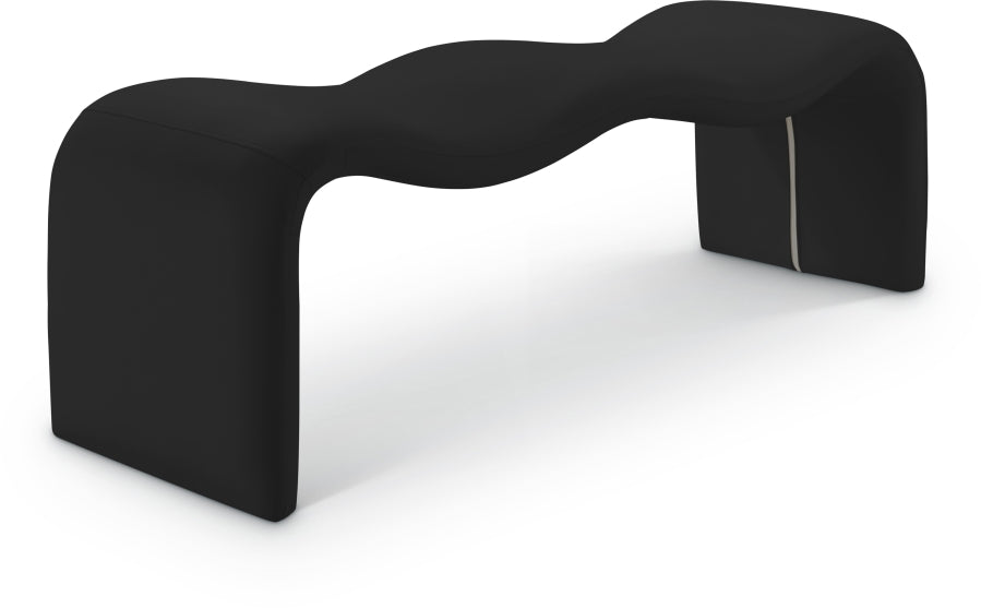 Willow Vegan Leather Bench in Black from Meridian - Luna Furniture