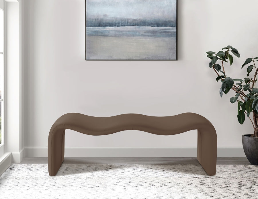 Willow Vegan Leather Bench in Brown from Meridian - Luna Furniture