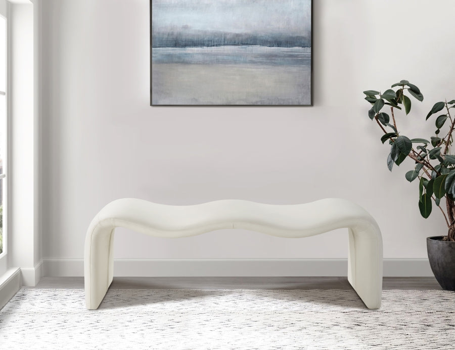 Willow Vegan Leather Bench in Cream from Meridian - Luna Furniture