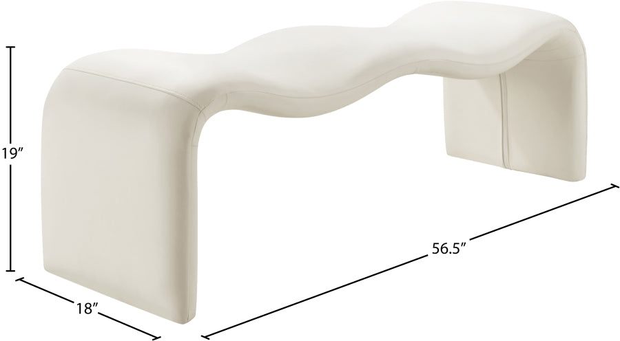 Willow Vegan Leather Bench in Cream from Meridian - Luna Furniture