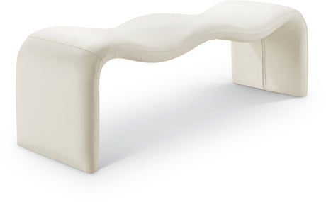 Willow Vegan Leather Bench in Cream from Meridian - Luna Furniture