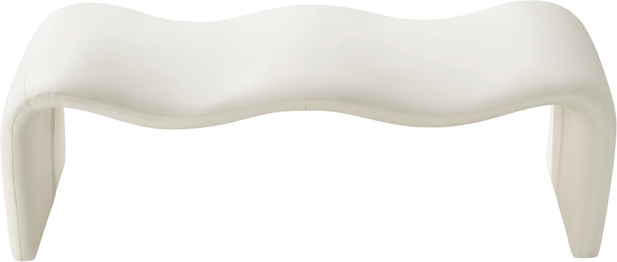 Willow Vegan Leather Bench in Cream from Meridian - Luna Furniture