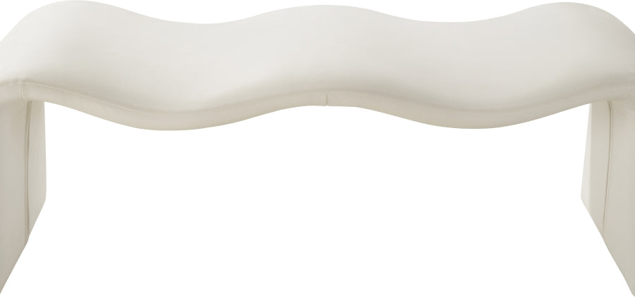 Willow Vegan Leather Bench in Cream from Meridian - Luna Furniture