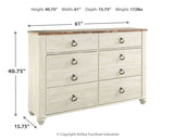 Willowton California King Panel Bed with Dresser in Whitewash from Ashley - Luna Furniture