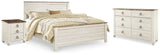 Willowton King Panel Bed with Dresser and Nightstand in Whitewash - PKG020111