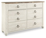 Willowton King Panel Bed with Dresser and Nightstand in Whitewash - PKG020111