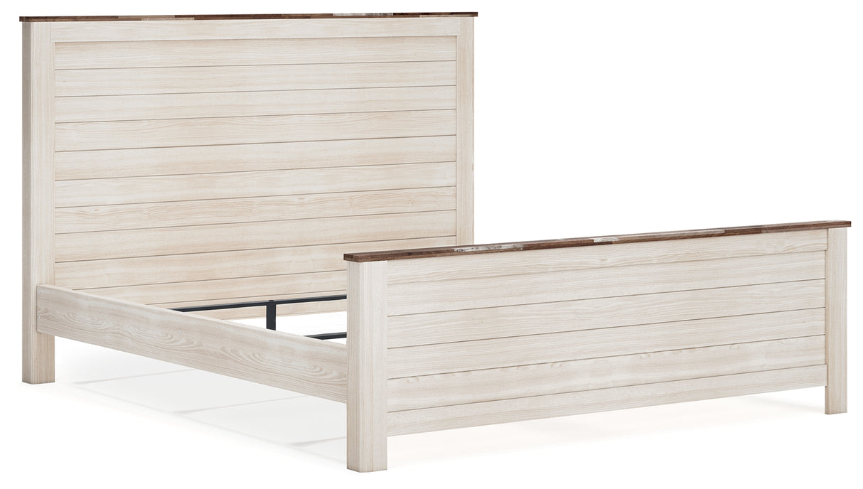 Willowton King Panel Bed with Dresser and Nightstand in Whitewash - PKG020111