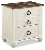 Willowton King Panel Bed with Dresser and Nightstand in Whitewash - PKG020111