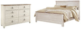 Willowton King Panel Bed with Dresser in Whitewash - PKG004282