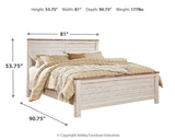 Willowton King Panel Bed with Mirrored Dresser and Chest in Whitewash - PKG004382