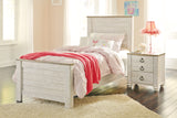 Willowton Twin Panel Bed with Nightstand in Whitewash - PKG000703