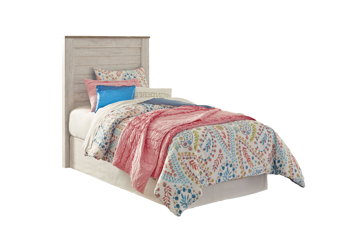 Willowton Twin Panel Headboard Bed with Dresser in Whitewash - PKG004278