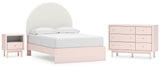 Wistenpine Full Panel Bed with Dresser and Nightstand in Blush from Ashley - Luna Furniture