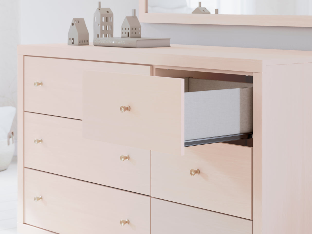 Wistenpine Full Panel Bed with Dresser and Nightstand in Blush from Ashley - Luna Furniture