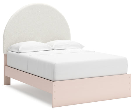 Wistenpine Full Upholstered Panel Bed with 2 Nightstands in Blush - PKG018942