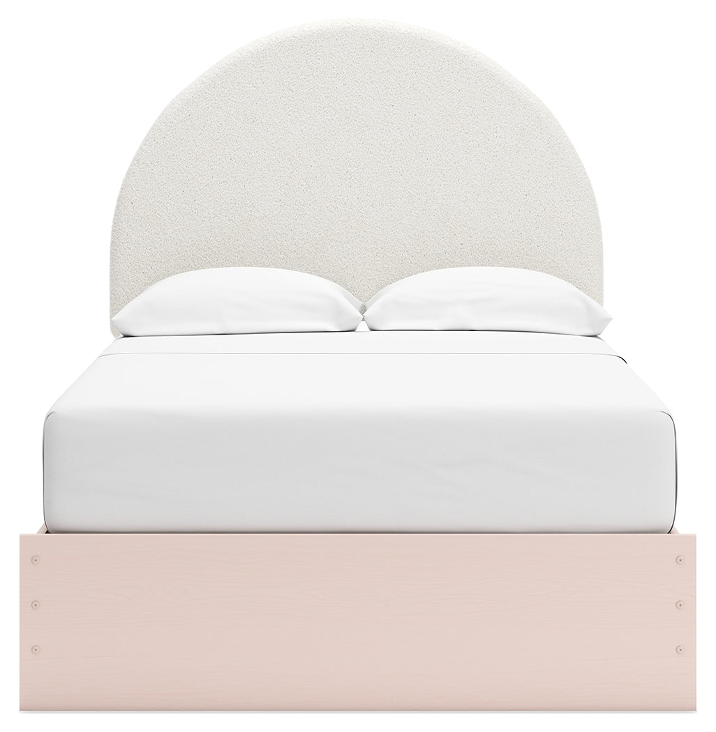 Wistenpine Full Upholstered Panel Bed with 2 Nightstands in Blush from Ashley - Luna Furniture