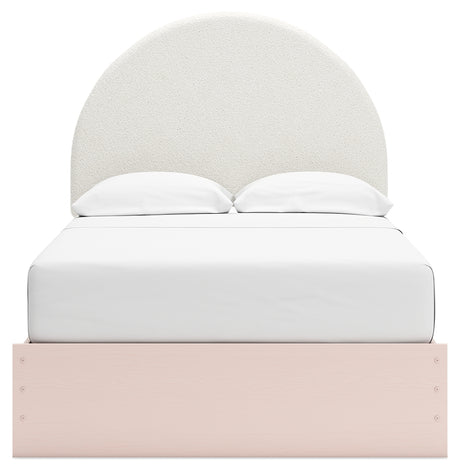 Wistenpine Full Upholstered Panel Bed with 2 Nightstands in Blush from Ashley - Luna Furniture