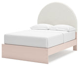 Wistenpine Full Upholstered Panel Bed with 2 Nightstands in Blush from Ashley - Luna Furniture