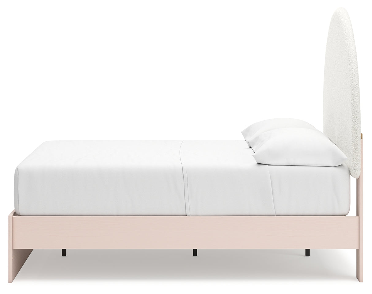 Wistenpine Full Upholstered Panel Bed with 2 Nightstands in Blush from Ashley - Luna Furniture