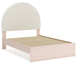 Wistenpine Full Upholstered Panel Bed with Dresser and 2 Nightstands in Blush - PKG018941