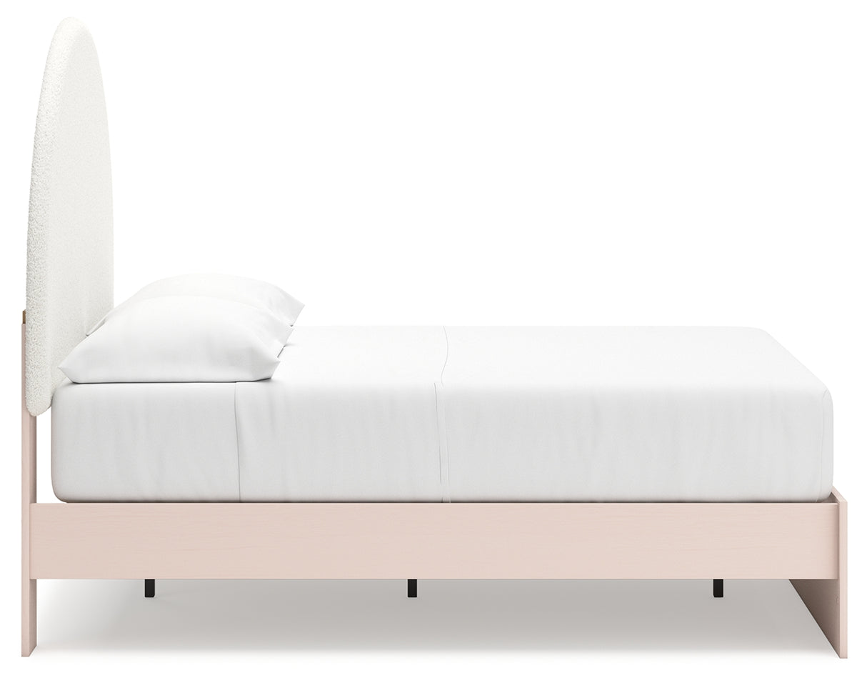 Wistenpine Full Upholstered Panel Bed with Dresser and 2 Nightstands in Blush from Ashley - Luna Furniture