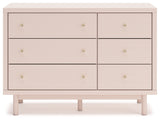 Wistenpine Full Upholstered Panel Bed with Dresser and 2 Nightstands in Blush from Ashley - Luna Furniture