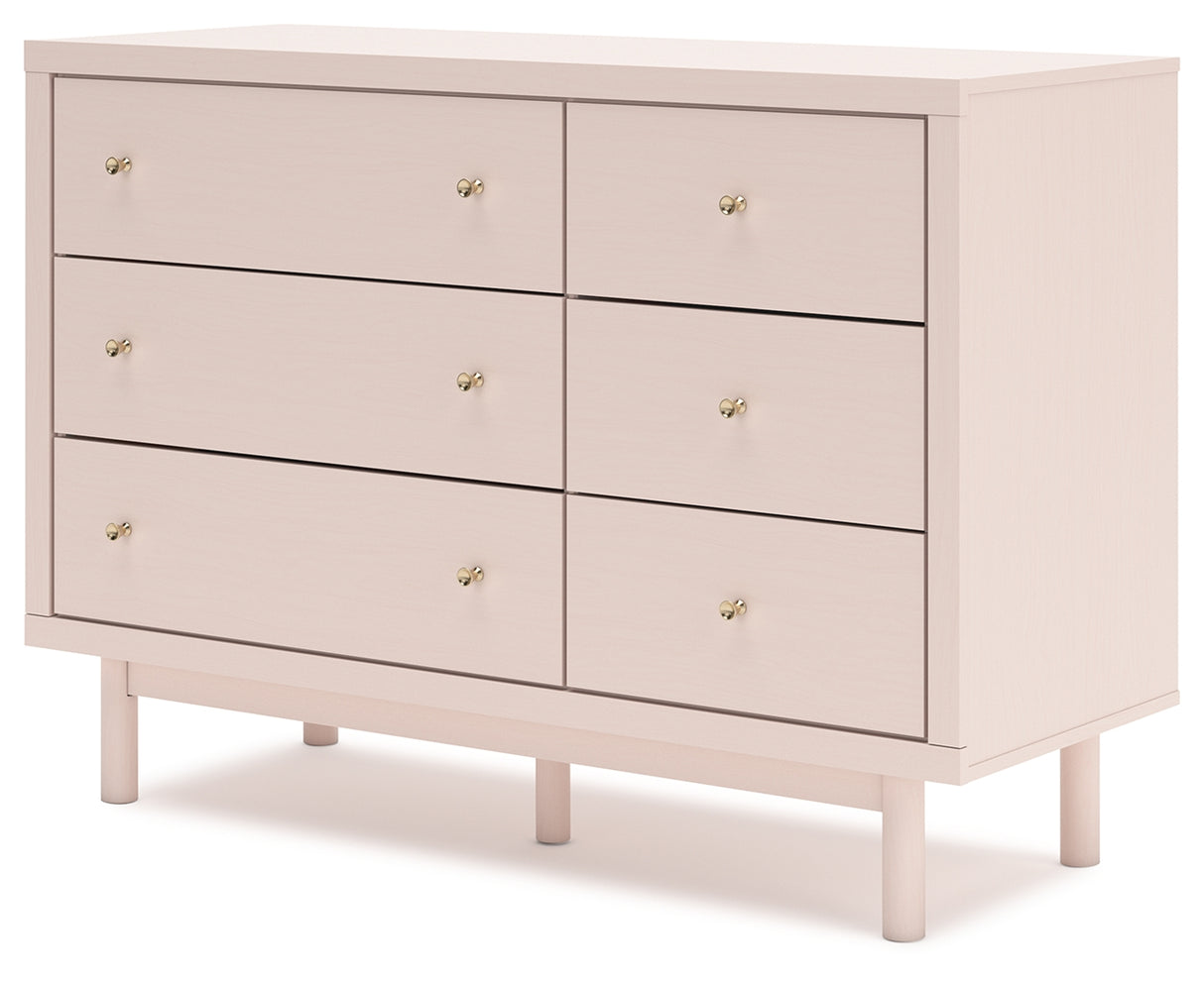 Wistenpine Full Upholstered Panel Bed with Dresser and 2 Nightstands in Blush from Ashley - Luna Furniture