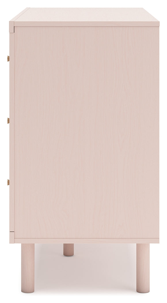 Wistenpine Full Upholstered Panel Bed with Dresser in Blush from Ashley - Luna Furniture