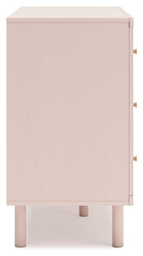 Wistenpine Full Upholstered Panel Bed with Dresser in Blush from Ashley - Luna Furniture