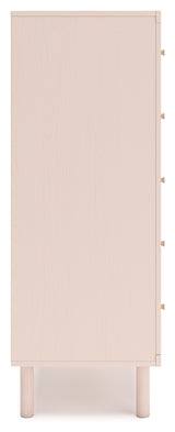 Wistenpine Full Upholstered Panel Bed with Mirrored Dresser and Chest in Blush - PKG018724