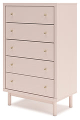 Wistenpine Full Upholstered Panel Bed with Mirrored Dresser, Chest and Nightstand in Blush - PKG018725