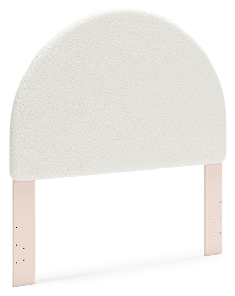 Wistenpine Full Upholstered Panel Headboard with 2 Nightstands in Blush - PKG018934