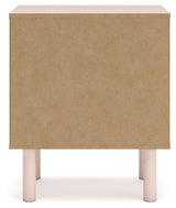 Wistenpine Full Upholstered Panel Headboard with Mirrored Dresser and Nightstand in Blush - PKG018713