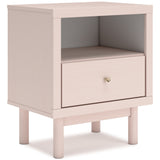 Wistenpine Full Upholstered Panel Headboard with Mirrored Dresser, Chest and 2 Nightstands in Blush - PKG018932