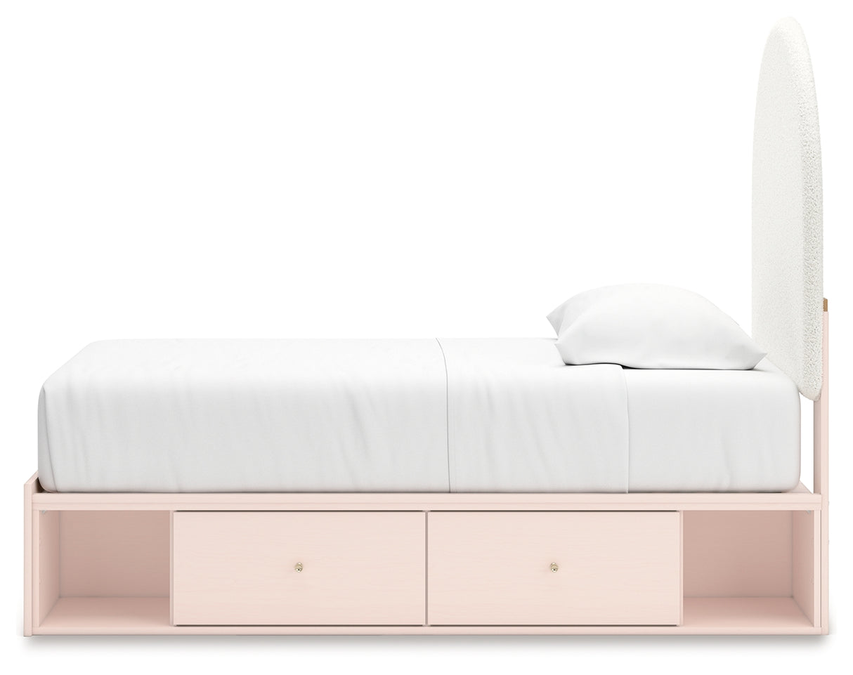 Wistenpine Twin Panel Bed with Dresser and Nightstand in Blush from Ashley - Luna Furniture