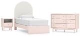 Wistenpine Twin Panel Bed with Dresser and Nightstand in Blush from Ashley - Luna Furniture