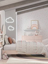 Wistenpine Twin Upholstered Panel Bed with Dresser in Blush from Ashley - Luna Furniture